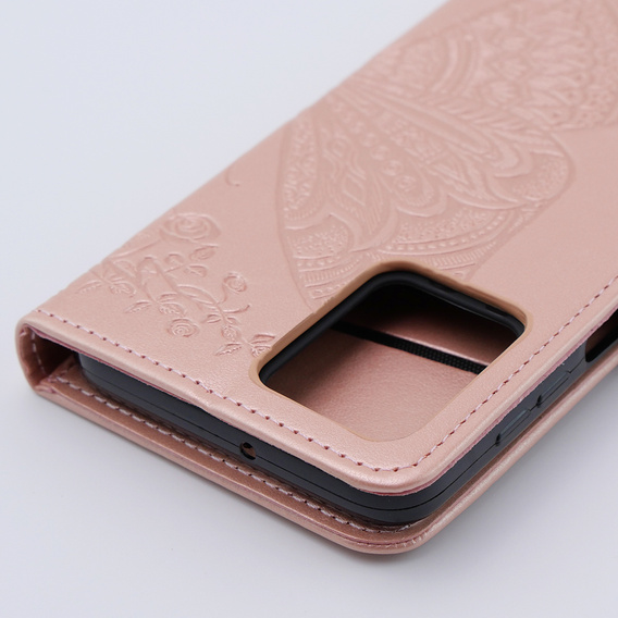 Cu clapetă pentru Motorola Moto G54 5G, Butterfly, roz rose gold