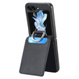 Carcasă pentru Samsung Galaxy Z Flip7 FE / Z Flip6, Card Slot Ring Case, negru