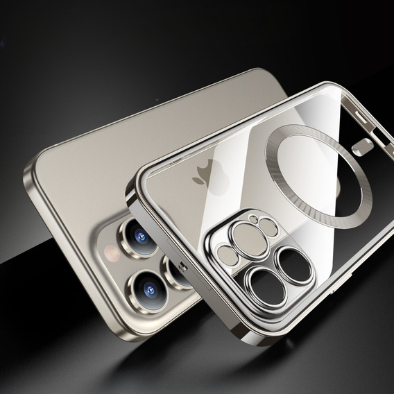 Husă pentru iPhone 15 Pro, Privacy Dual Glass, pentru MagSafe, de argint