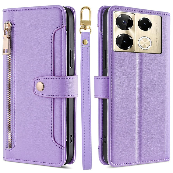 Cu clapetă pentru Infinix Note 40 Pro, Wallet Zipper Pocket, violet