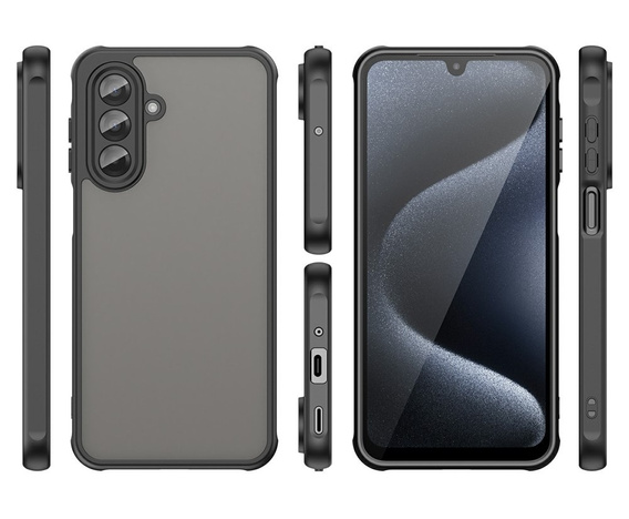 Carcasă Matt pentru Samsung Galaxy A17 5G, fumurie cu margini negre