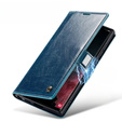 Carcasă flip CASEME pentru Samsung Galaxy S22 Ultra, Waxy Textured, albastru