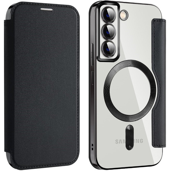 Cu clapetă pentru Samsung Galaxy S22 5G, RFID Wallet MagSafe CamShield, negru