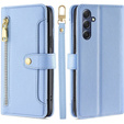 Cu clapetă pentru Samsung Galaxy A16, Wallet Zipper Pocket, albastru