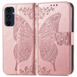 Cu clapetă pentru Samsung Galaxy A16, Butterfly, roz rose gold