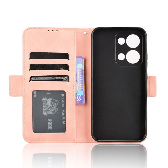 Cu clapetă pentru Oppo Reno 13, Card Slot, roz