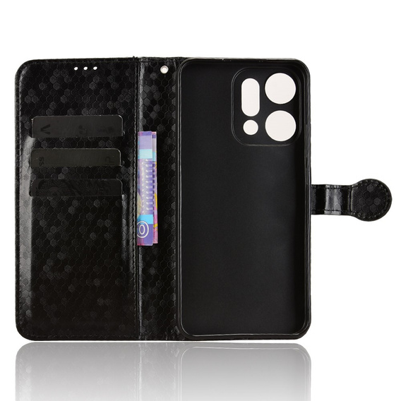 Husă cu clapetă pentru Oppo Reno 14, Wallet Rhombus, negru