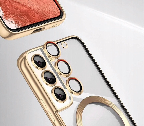 Husă pentru Samsung Galaxy S21 FE, Electro MagSafe, de aur + Sticlă pentru ecran
