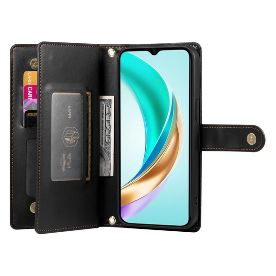 Cu clapetă pentru Honor Magic 7 Lite, Wallet Zipper Pocket, negru