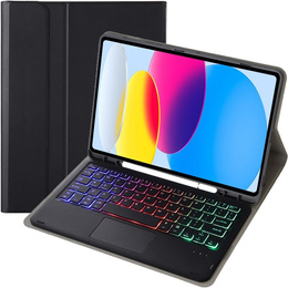 Husă cu tastatură bluetooth touchpad iluminată pentru iPad 10.9" 2022 (10 gen.), negru