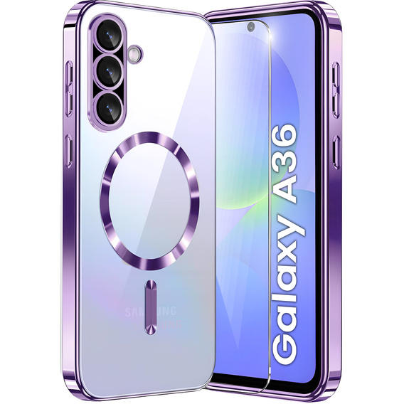 Husă pentru Samsung Galaxy A36, Electro MagSafe, violet + Sticlă pentru ecran