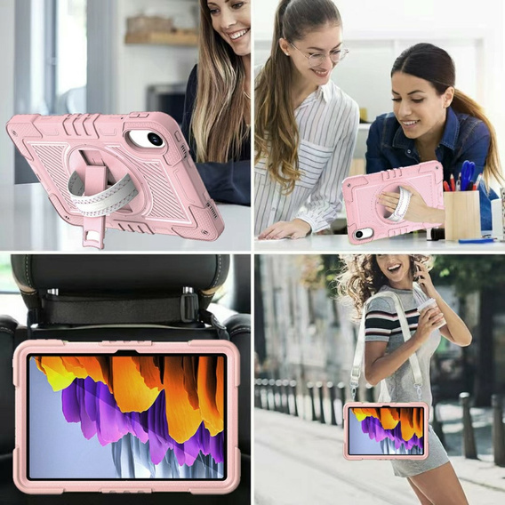 Husă blindată pentru Xiaomi Redmi Pad 2, cu suport și curea pentru umăr – roz