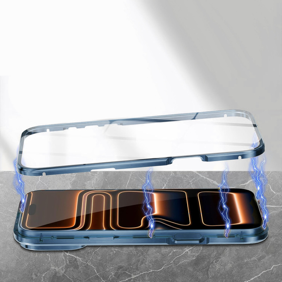 Husă magnetică dublă din sticlă pentru MagSafe pentru iPhone 17 Pro, albastră