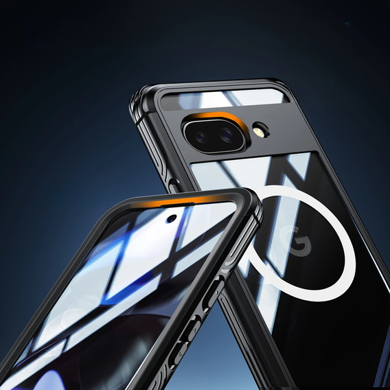 Husă pentru Google Pixel 9A, Shockproof, cu sticlă, pentru MagSafe, negru