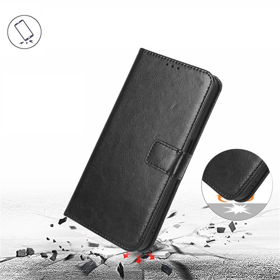 Cu clapetă pentru Infinix Hot 30, Crazy Horse Wallet, negru