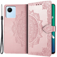 Cu clapetă pentru Realme C30 / Narzo 50i Prime, Mandala, roz rose gold