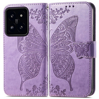 Cu clapetă pentru Xiaomi 14T, Butterfly, violet