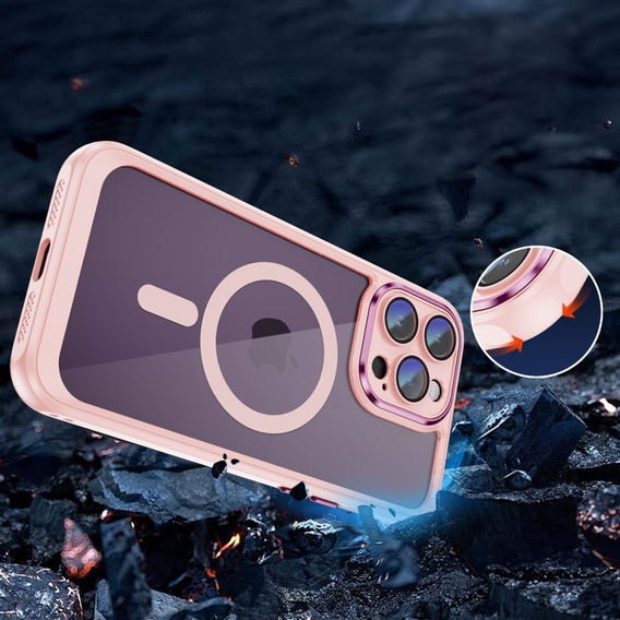 Husă pentru iPhone 15 Pro, ERBORD Impact Guard, MagSafe, roz