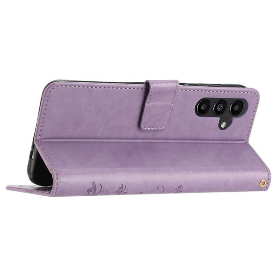 Cu clapetă pentru Samsung Galaxy A55 5G, Wallet, Butterfly, violet