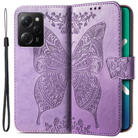 Cu clapetă pentru Xiaomi Poco X5 Pro 5G, Butterfly, violet