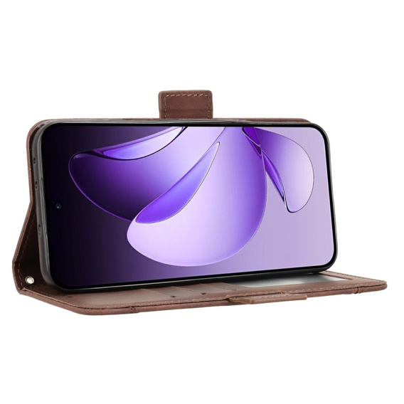 Cu clapetă pentru Oppo Reno 13, Card Slot, maro