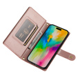 Cu clapetă pentru iPhone 16 Pro Max, Wallet Zipper Pocket, roz