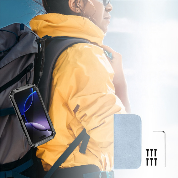 Husă R-JUST cu suport și sticlă încorporată pentru iPhone 17 Pro