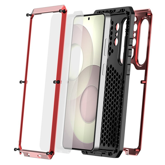 Husă blindată cu sticlă încorporată pentru Samsung Galaxy S26 Ultra, roșie