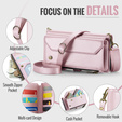 Husă CASEME pentru Samsung Galaxy S25 FE, RFID Leather Wallet, cu curea de umăr, roz