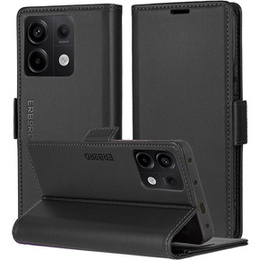 Husă pentru Xiaomi Redmi Note 13 Pro 5G, ERBORD Glossy Litchi, portofel cu clapetă, negru