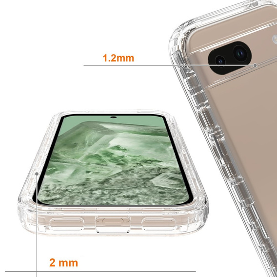 Carcasă pentru Google Pixel 8A, Shockproof, cu folie, transparentă