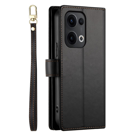 Cu clapetă pentru Oppo Reno 13 5G, Wallet Zipper Pocket, negru
