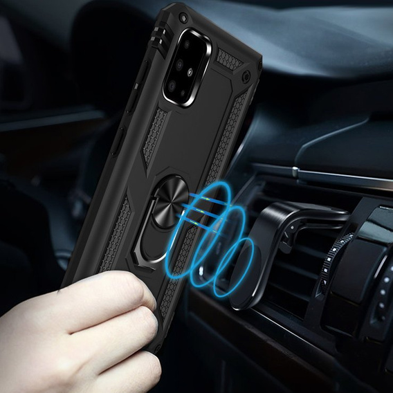 Husă blindată pentru Samsung Galaxy A51, Nox Case Ring, negru