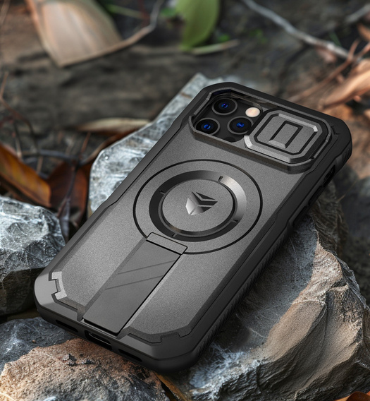 Husă blindată pentru iPhone 12 / iPhone 12 Pro, Dexnor CamProtect MagSafe, negru (Două rame)