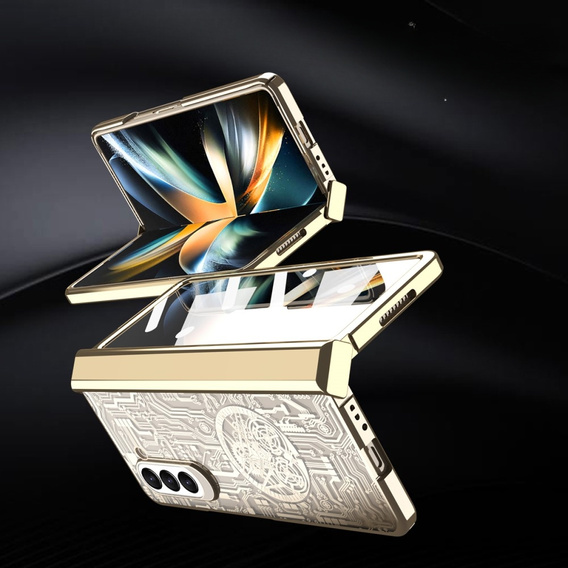 Husă pentru Samsung Galaxy Z Fold 5 5G, Mechanical Legend, de aur