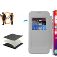Cu clapetă pentru iPhone 16 Pro, RFID Wallet MagSafe CamShield, de argint