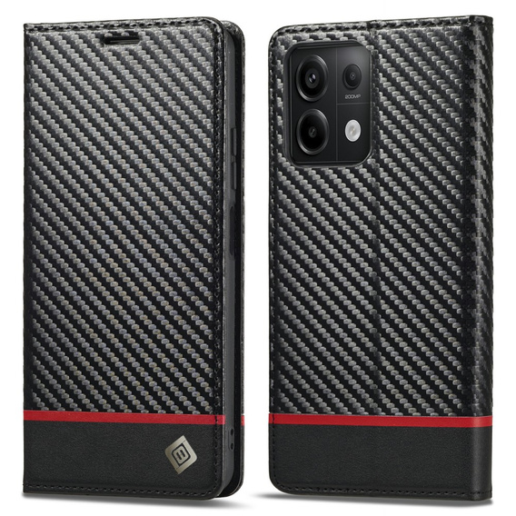 Carcasă cu clapetă pentru Xiaomi Redmi Note 13 Pro 4G, Carbon LC.IMEEKE, negru