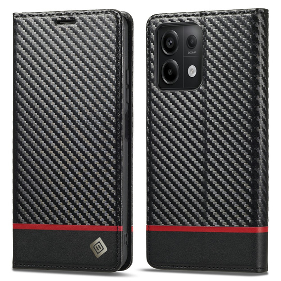 Carcasă cu clapetă pentru Xiaomi Redmi Note 13 Pro 4G / Xiaomi Redmi Note 14S / Xiaomi Poco M6 Pro 4G, Carbon LC.IMEEKE, negru
