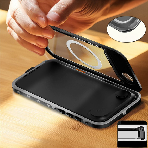 Husă pentru iPhone Air, impermeabilă IP68, SHELLBOX MagSafe, negru