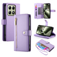 Cu clapetă pentru Xiaomi 14T, Wallet Zipper Pocket, violet