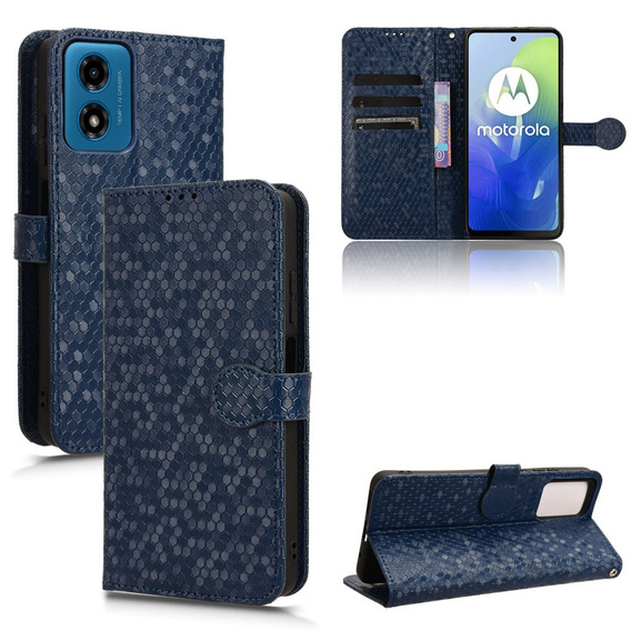 Husa cu clapetă pentru Motorola Moto G24 / G24 Power / G04, Wallet Rhombus, albastru