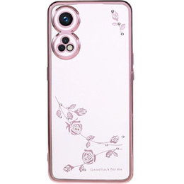Husă pentru Oppo Reno8 T 4G, Glitter Flower, roz rose gold