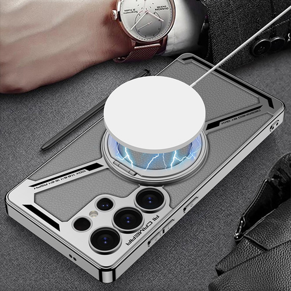Husă pentru Samsung Galaxy S25 Ultra, GKK Kickstand Ring, pentru MagSafe, gri
