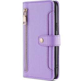 Cu clapetă pentru Samsung Galaxy S23, Wallet Zipper Pocket, violet