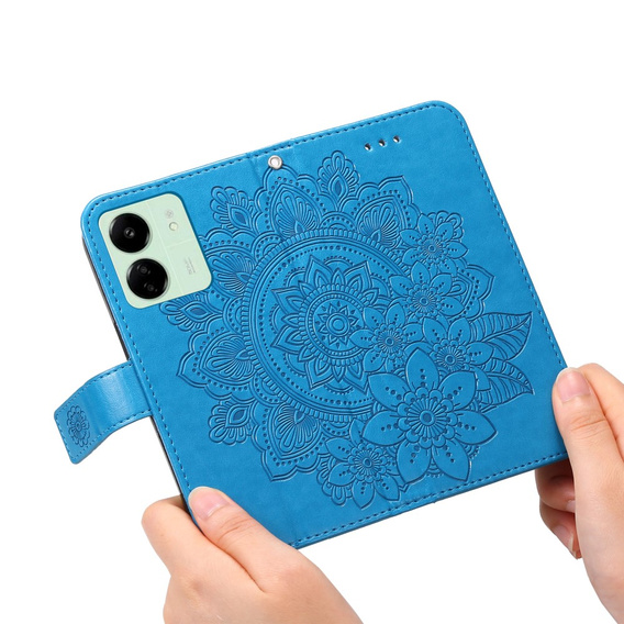 Cu clapetă pentru Xiaomi Redmi 13C / Poco C65, Mandala Flower, albastru