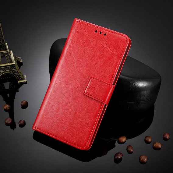 Cu clapetă pentru Xiaomi Redmi Note 12 4G, Crazy Horse Wallet, roșu