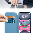 Cu clapetă pentru iPhone 15 Pro, RFID Wallet MagSafe CamShield, albastru
