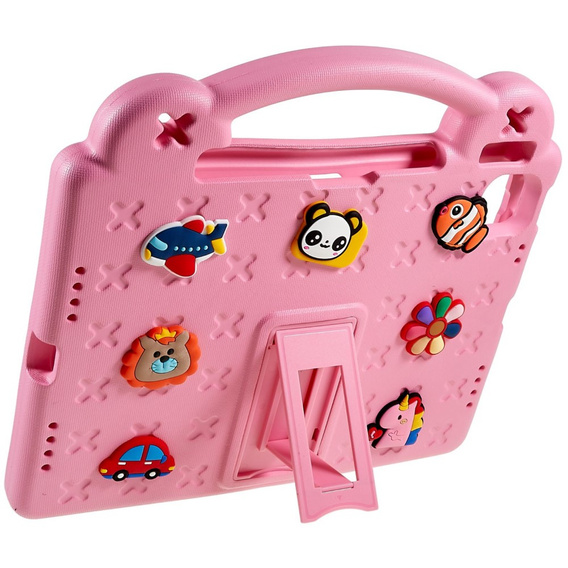 Husă pentru copii pentru Apple iPad Air 11" 6 gen. 2024, Cute Patterns, cu suport, roz
