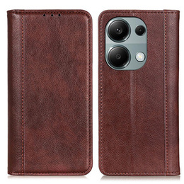 Huse pentru Xiaomi Redmi Note 13 Pro 4G / Xiaomi Redmi Note 14S / Xiaomi Poco M6 Pro 4G, Wallet Litchi Leather, maro
