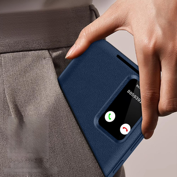 Husă cu clapetă pentru Samsung Galaxy S25+ Plus, Smart View Wallet, albastru